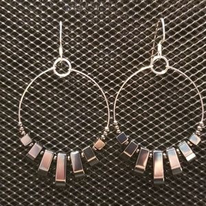 Hematite hoop earrings